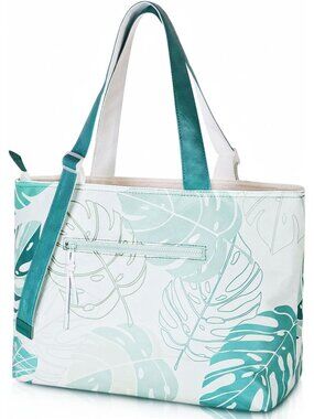 Women's White Blue Pool Bags with Wet Compartment Lightweight Tote for Work